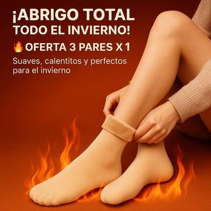 OFERTA 3x1: Calcetines Térmicos Beige para Invierno ❄️